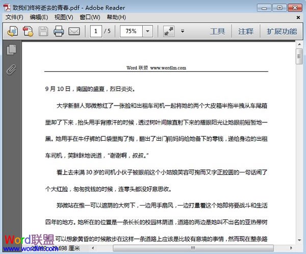 Word2013将文档转存为PDF阅读格式