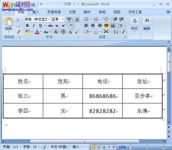 在Word2007中制作双线表格