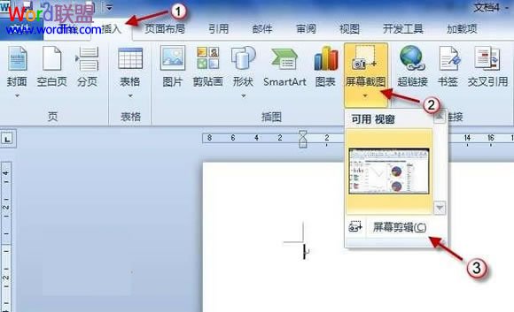 Word2010屏幕截图插入功能如何使用？