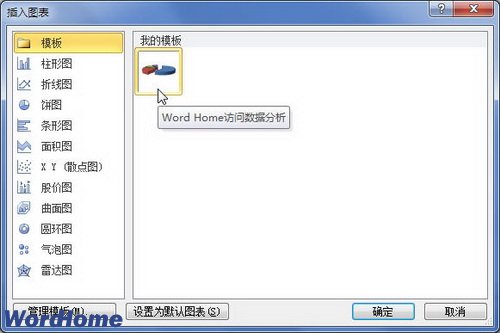 在Word2010中使用自定义图表模板创建图表