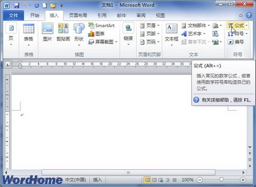 在Word2010文档中创建包含括号的公式