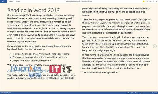 微软详解Word2013中的全新阅读功能