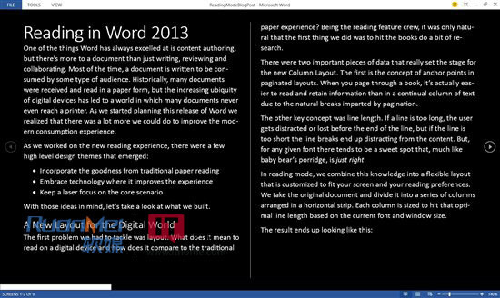 微软详解Word2013中的全新阅读功能