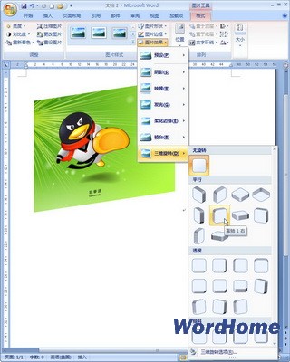 Word 2007技巧：设置图片三维旋转效果