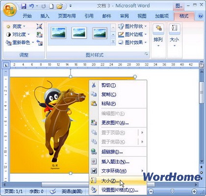 Word 2007技巧：在“大小”对话框裁剪图片