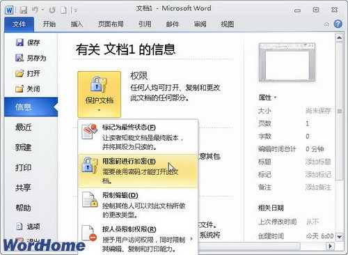 全面了解Word2010中的“文件”按钮