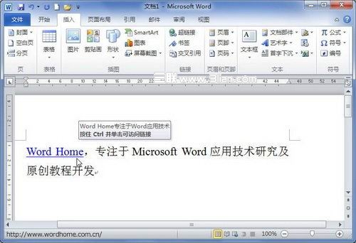 Word2010如何实现鼠标指向自动显示提示文字