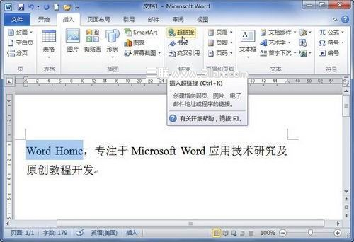 Word2010如何实现鼠标指向自动显示提示文字