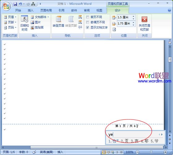 Word2007自定义设置页码样式