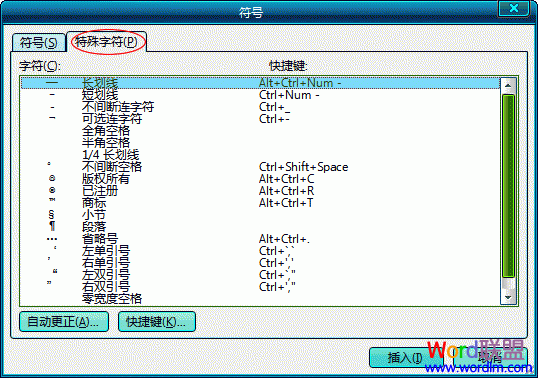 Word2003里插入特殊符号