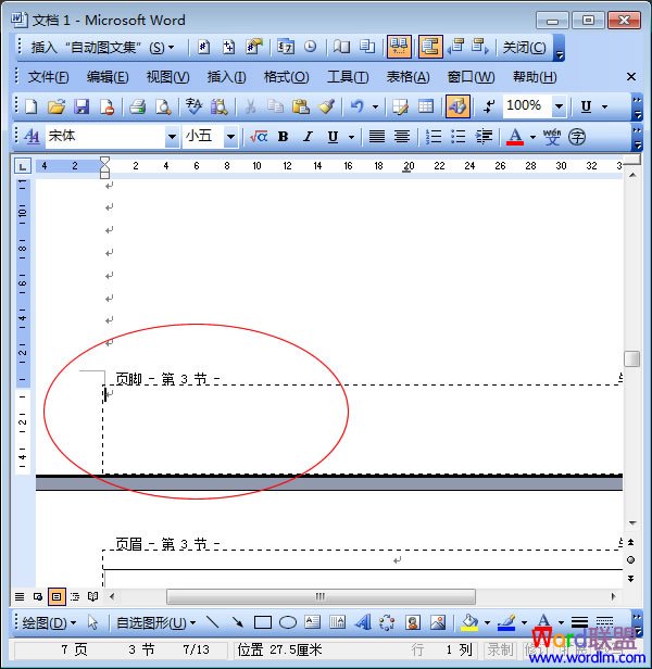 Word2003页码从任意页开始