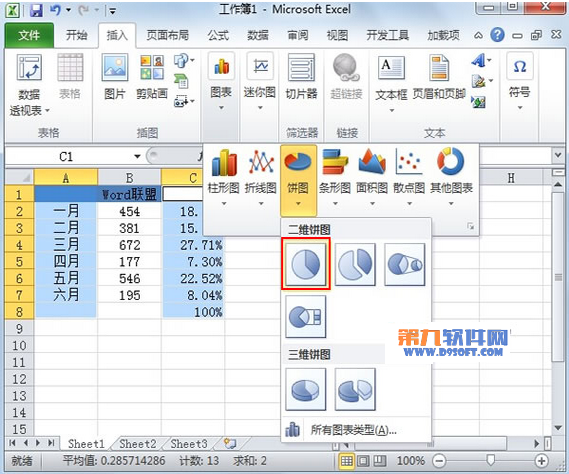 Excel教程 制作半圆饼状图的方法