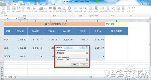 如何在Excel2010中创建迷你图?