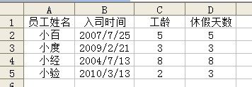 怎样用Excel函数自动计算员工工龄及休假天数