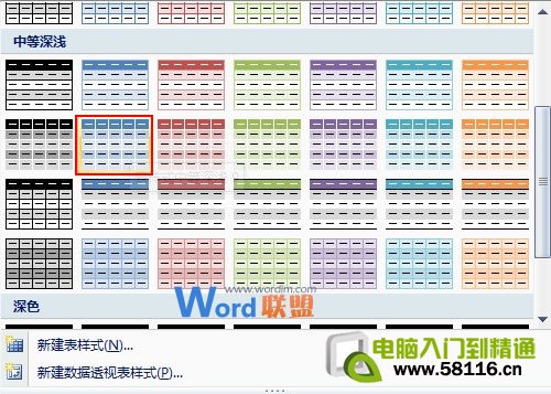 套用Excel2007表格样式进行数据汇总