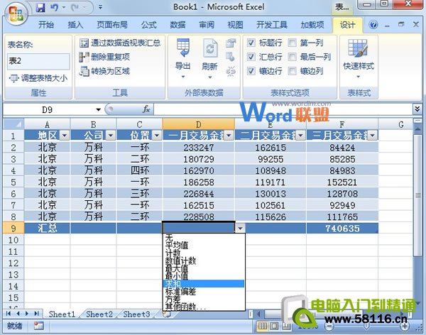 套用Excel2007表格样式进行数据汇总