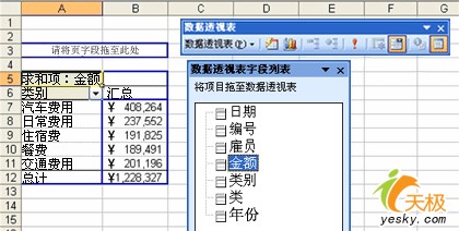 使用 Excel 数据透视表查看数据