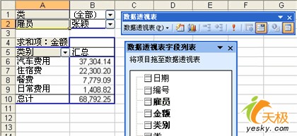 使用 Excel 数据透视表查看数据