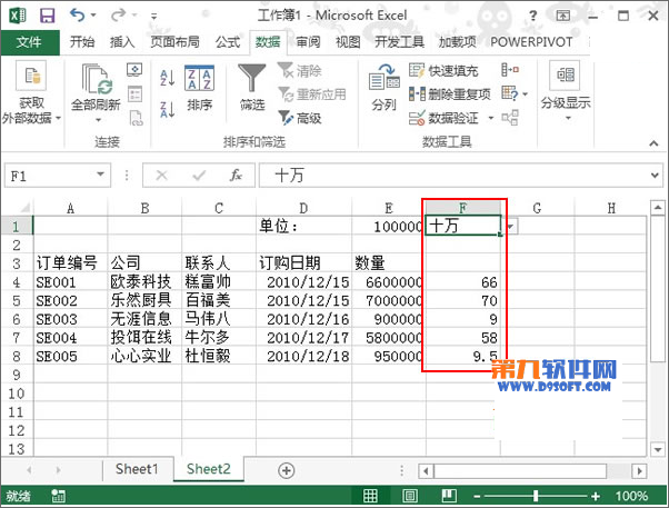 Excel2013如何设置数据以百万单位显示