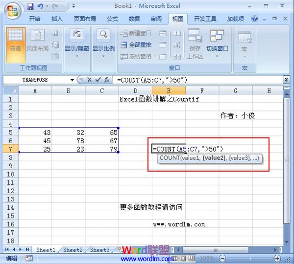 Excel2007中Countif函数初步讲解