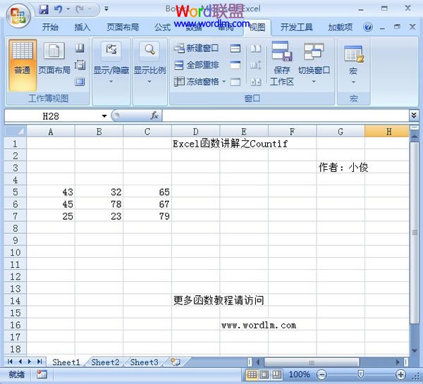 Excel2007中Countif函数初步讲解