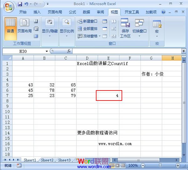 Excel2007中Countif函数初步讲解