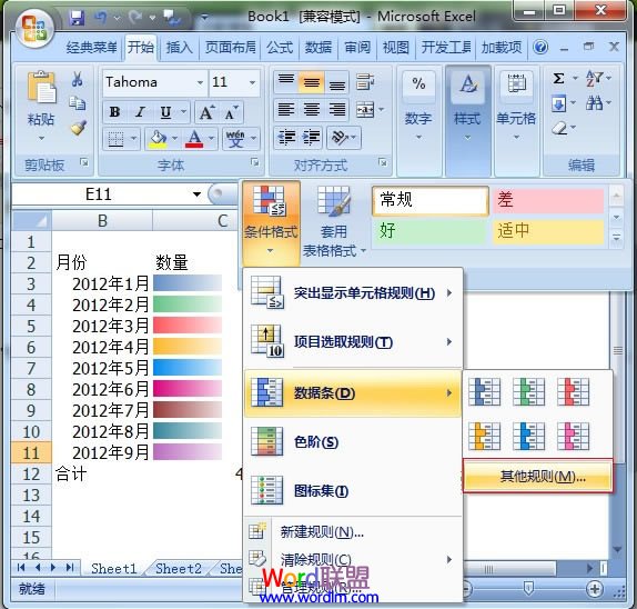 制作出多彩的Excel2007单元格数据