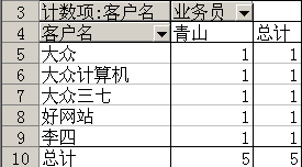 Excel数据透视表之业务员与客户的对应关系