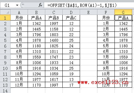 Excel2010中使用下拉列表控制显示不同系列的图表