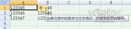 Excel2007中数字格式与文本格式的互转