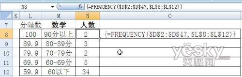 Excel2007五个函数统计学生期末考试分数段