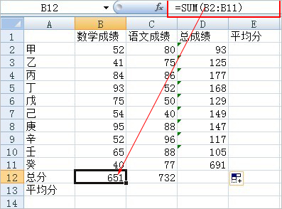 Excel2010函数求和，求平均值