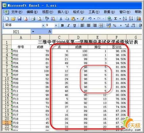 用Excel做数据说明:排位与百分比