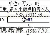 EXCEL算盈亏平衡