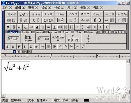 利用MathType为WPS文字添加公式