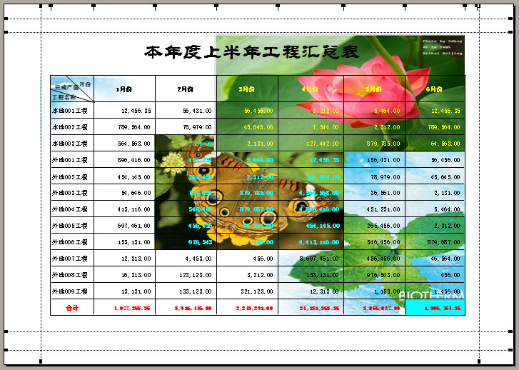 WPS表格2010为表格设置图形背景