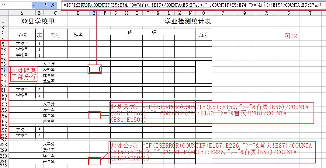 用WPS表格完成片区成绩统计