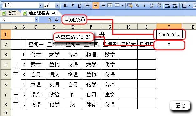 WPS表格制作智能动态课程表