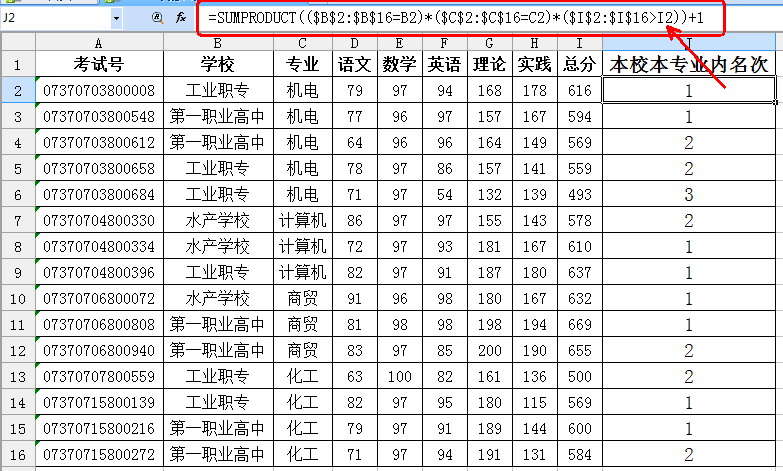 wps表格教程：用ET表格巧妙解决多条件下的成绩统计