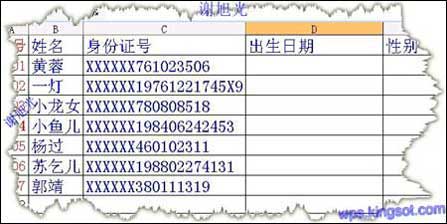 巧用WPS表格提取身份证个人信息