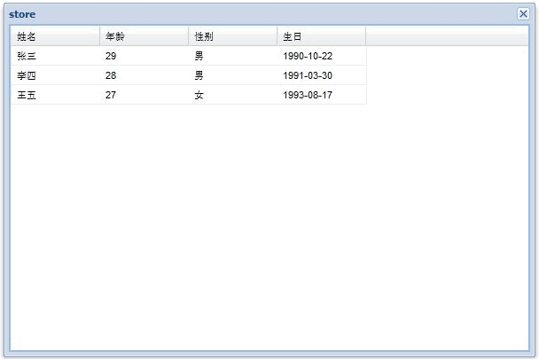 ExtJs ʵֶ̬gridʾ