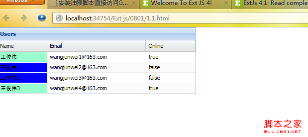 ExtJS4 Gridı䵥Ԫ񱳾ɫColumn renderѧϰ