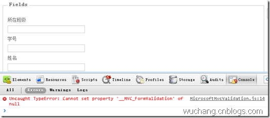 ASP.NET MVCгUncaught TypeError: Cannot set property __MVC_FormValidation of nullĽ