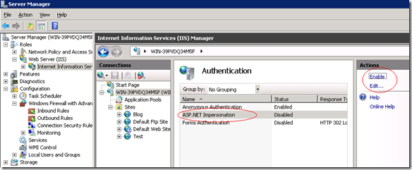 Win2008 server + IIS7 ģ(ASP.NET impersonation)