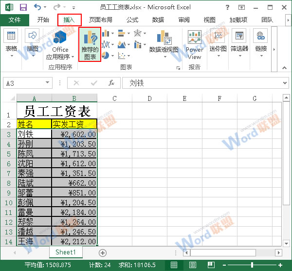 选择推荐的图表