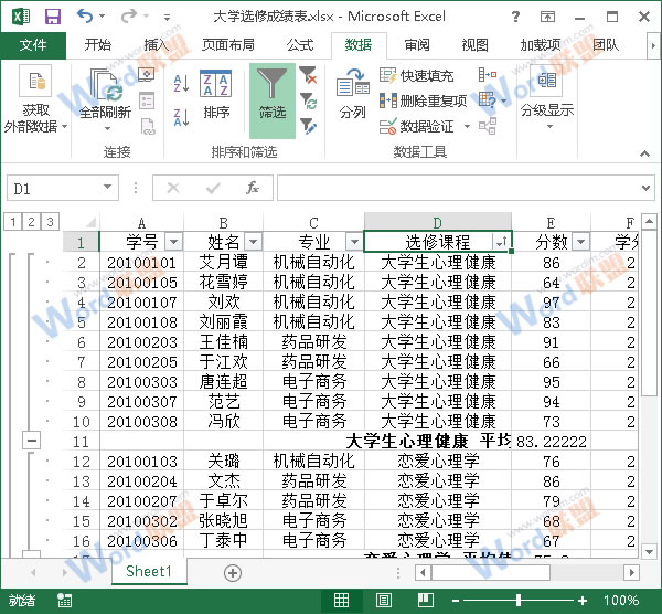 分类汇总效果