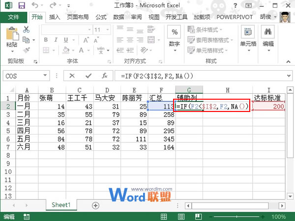 Excel2013图表制作实例：达标图