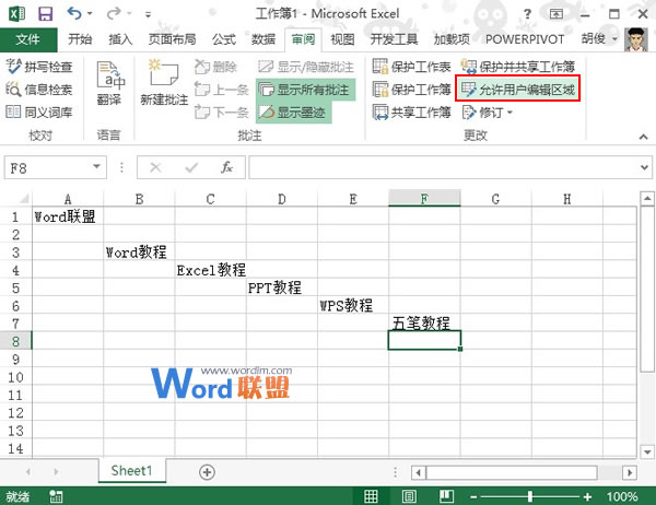 设置Excel2013单元格被修改时需要输入密码