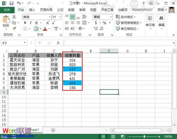 让Excel2013工作表里的文本格式数字高亮显示