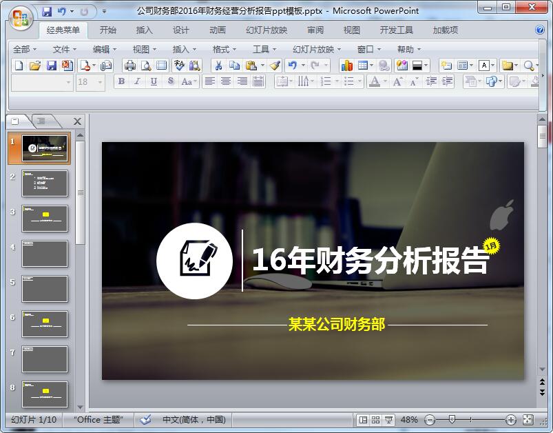 公司财务部2016年财务经营分析报告ppt模板